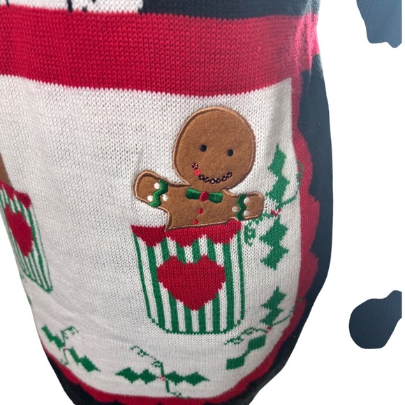 Womens M Ugly Christmas Sweater Dress Gingerbread Apron Chain Glasses - Picture 5 of 6